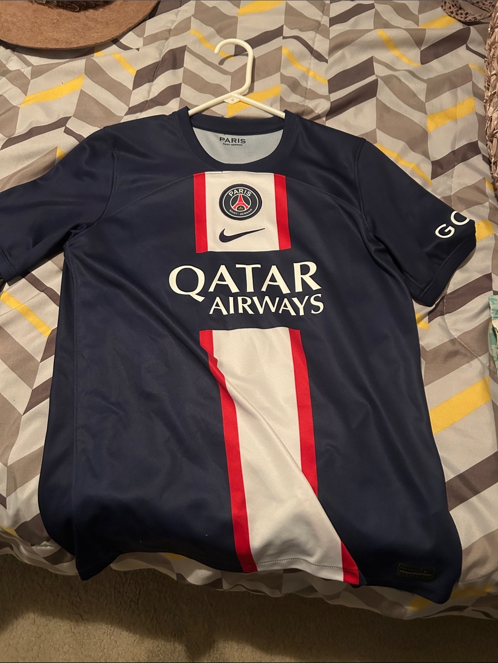 Nike PSG Navy Blue Home Jersey with Red & White Stripes